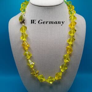 Vintage West Germany Yellow Acrylic Bead Necklace, 1950s, 23"